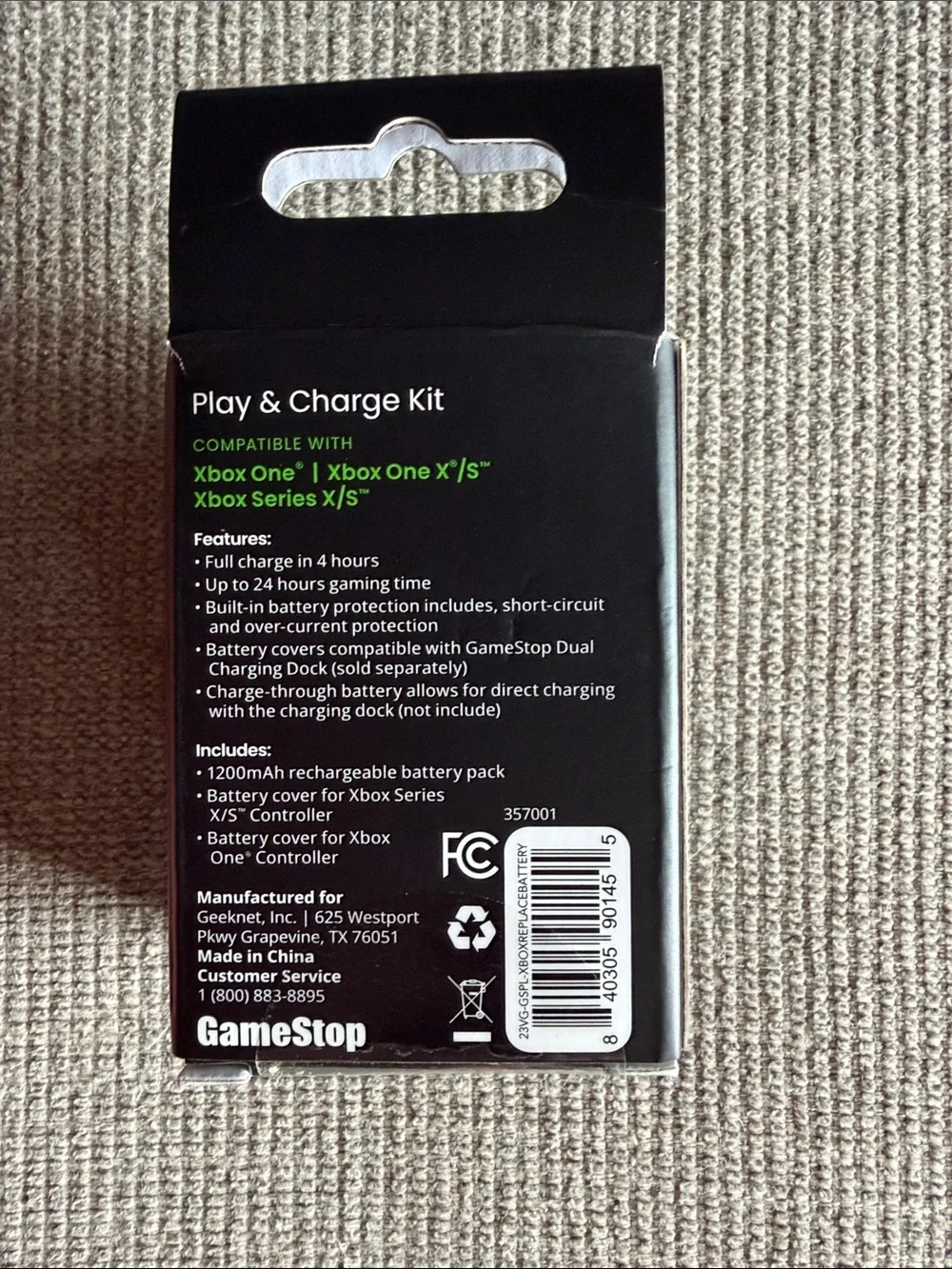 GameStop Play & Charge Kit Rechargeable Battery Pack – Black